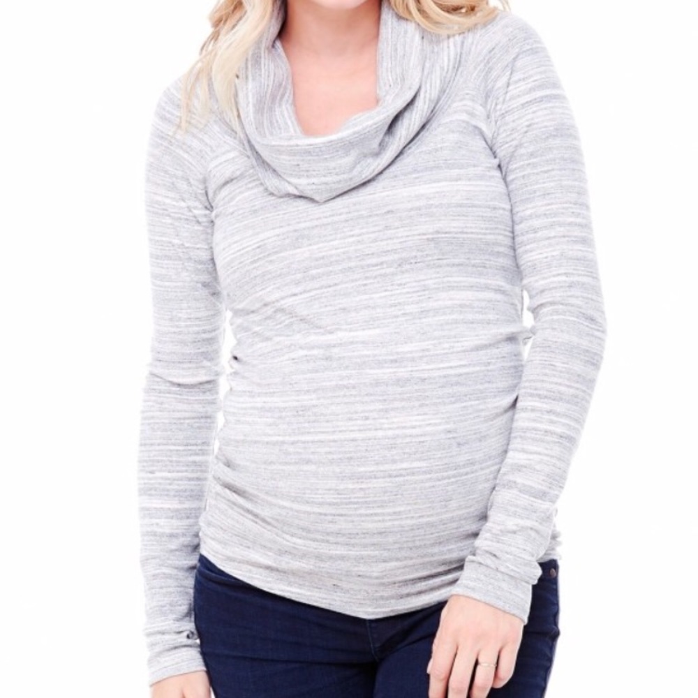 Ingrid and Isabel Maternity Cowl Neck DARK GREY